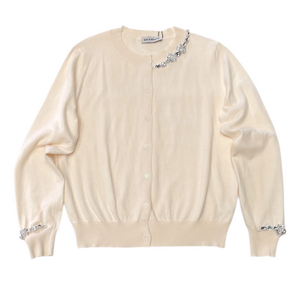 MILKWHITE Cardigan With Rhinestones Γυναικεία Ζακέτα Με Κρύσταλλα - Ροζ