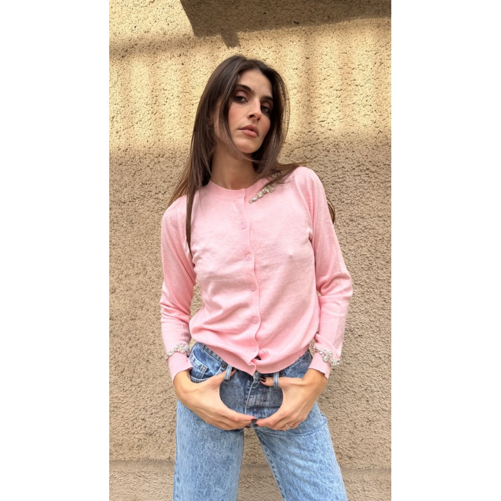 MILKWHITE Cardigan With Rhinestones Γυναικεία Ζακέτα Με Κρύσταλλα - 2