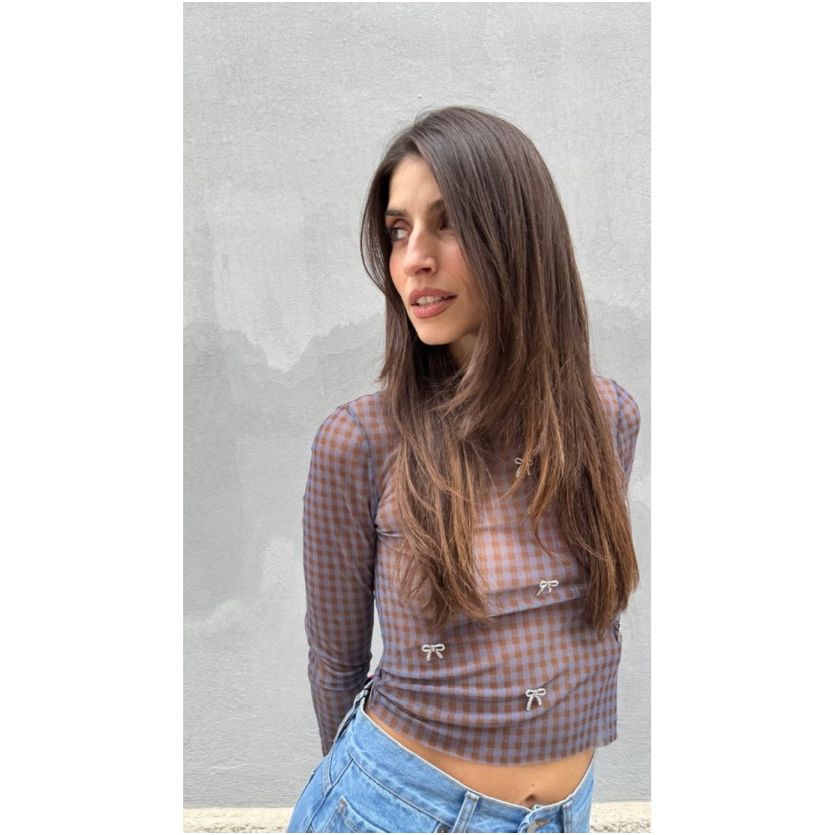 MILKWHITE Top Mesh With Bows Γυναικεία Μπλούζα - 3