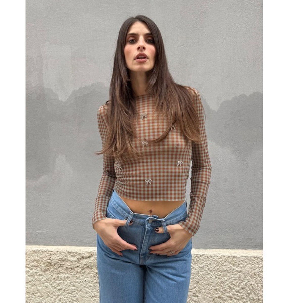 MILKWHITE Top Mesh With Bows Γυναικεία Μπλούζα - 2