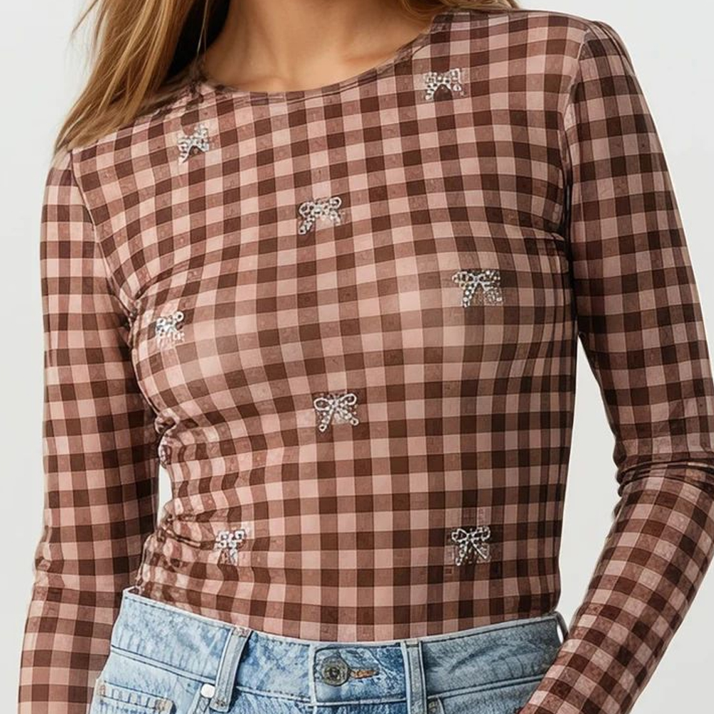 MILKWHITE Top Mesh With Bows Γυναικεία Μπλούζα - 3