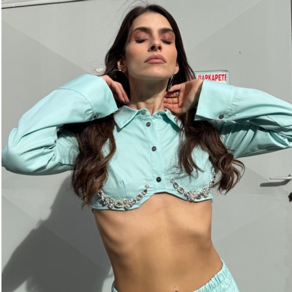 MILKWHITE Γυναικείο Πουκάμισο Με Κρύσταλλα  - 2