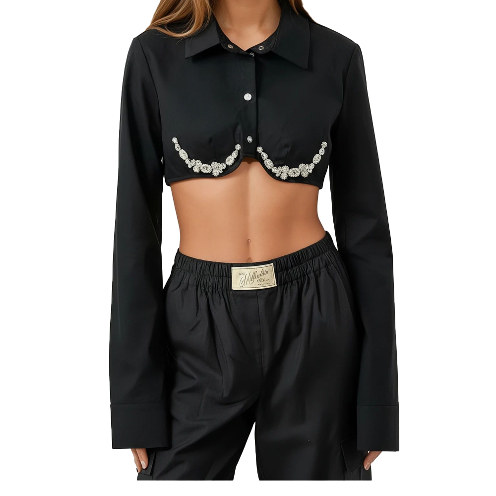 MILKWHITE Γυναικείο Πουκάμισο Με Κρύσταλλα  - 2