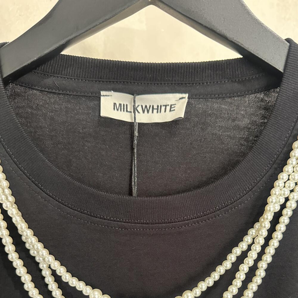 MILKWHITE Γυναικείο T-Shirt Με Πέρλες - 3