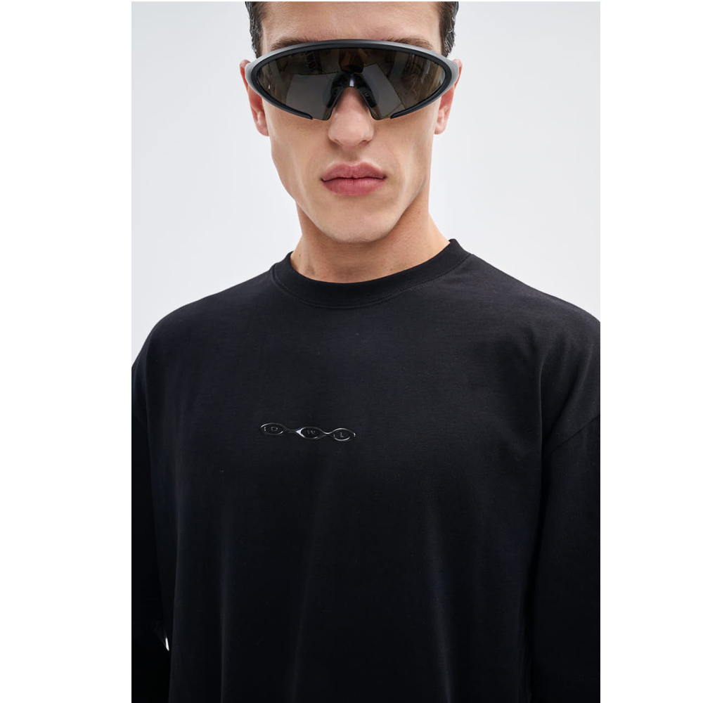 OWL Black Double Layered LS  Unisex Μακρυμάνικη Μπλούζα - 3