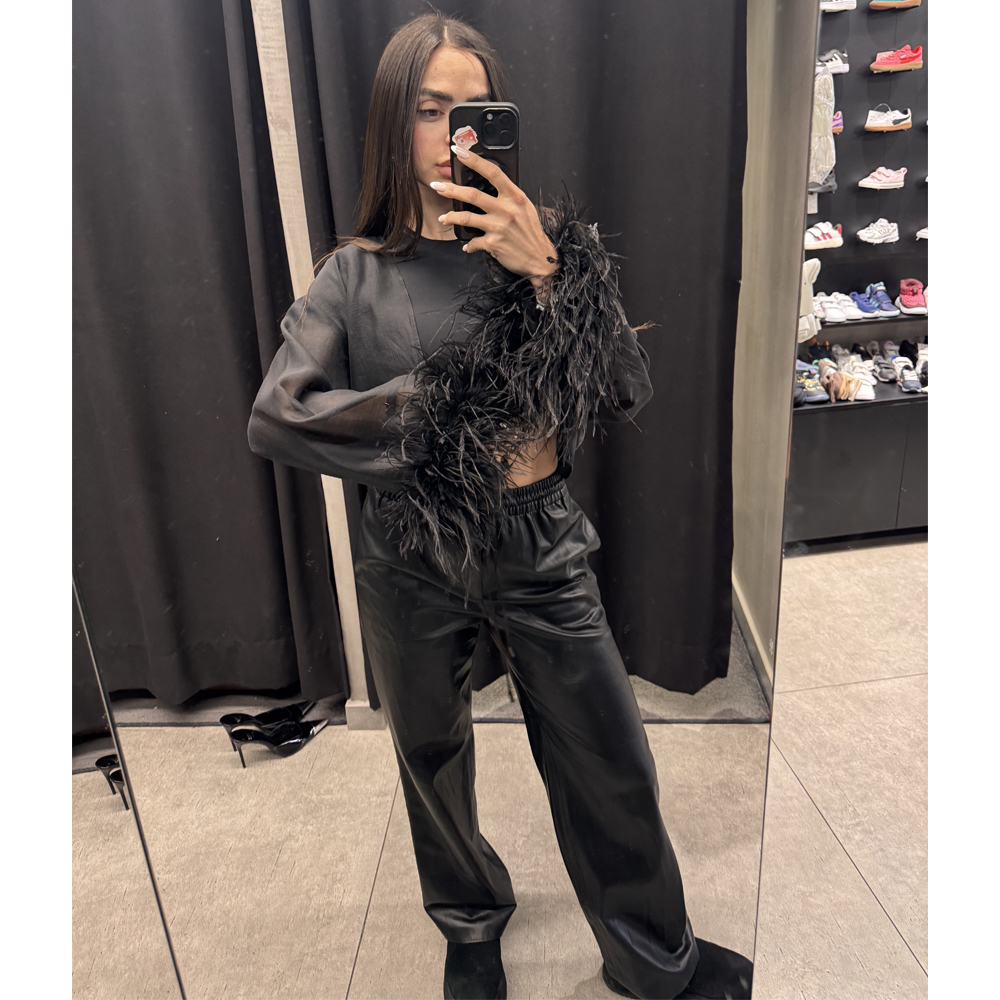 MILKWHITE Cardigan With Feathers Γυναικεία Ζακέτα Με Πούπουλα - 2