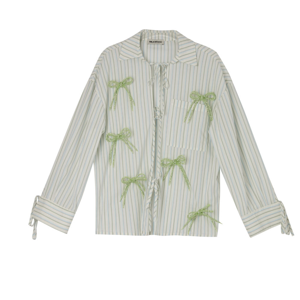 MILKWHITE Shirt With Bows Γυναικείο Πουκάμισο - Πράσινο
