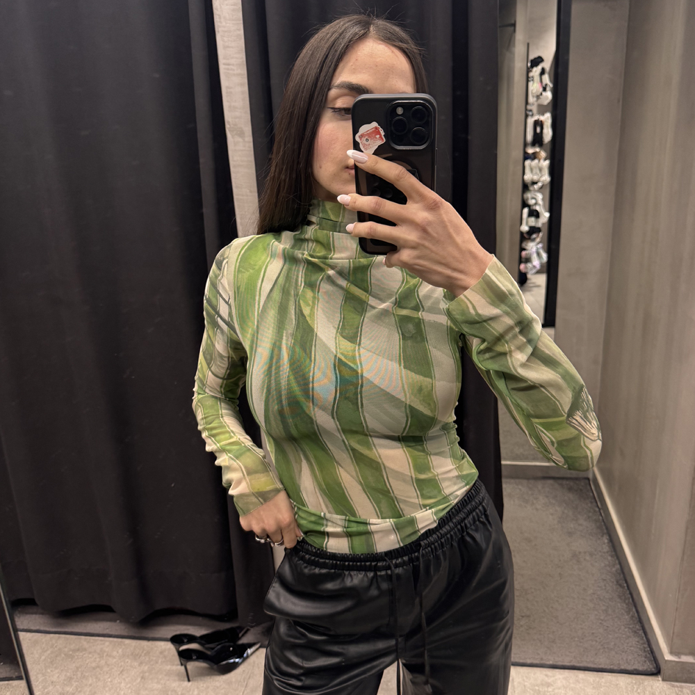 MILKWHITE Prinded Mesh Top  Γυναικεία Μπλούζα - 3