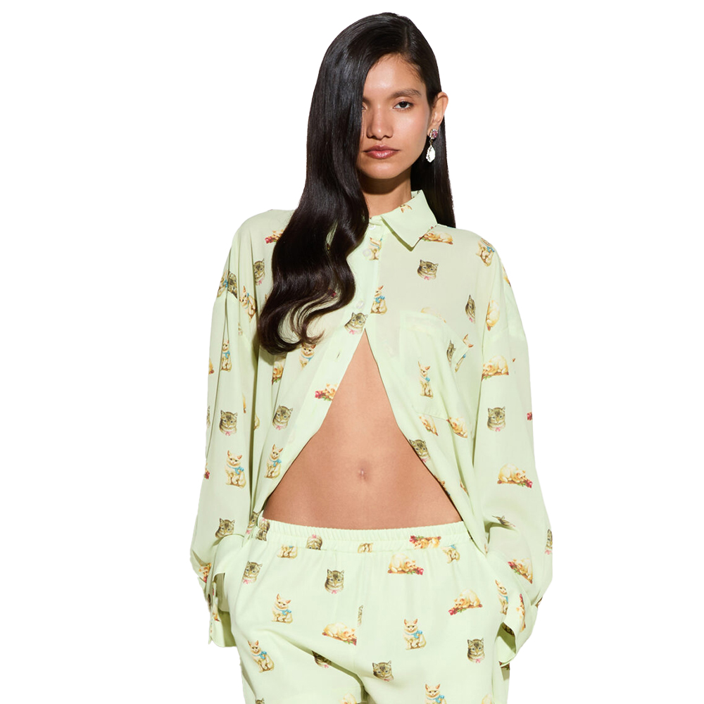 MILKWHITE Oversized Shirt Γυναικείο Πουκάμισο - Πράσινο