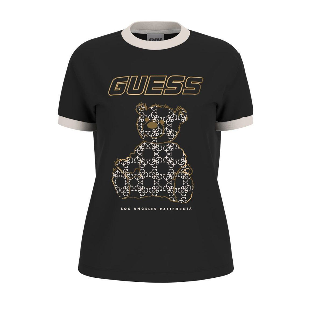 GUESS Midge Logo Bear ShortSleeve Tee Γυναικείο T-Shirt - Μαύρο