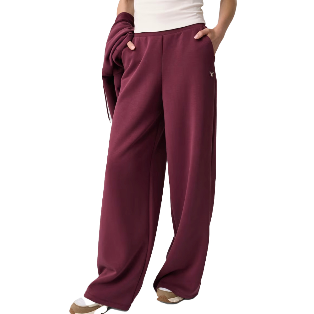 GUESS Olympe Wide Leg Pants Γυναικείο Παντελόνι Φόρμας - Μπορντώ