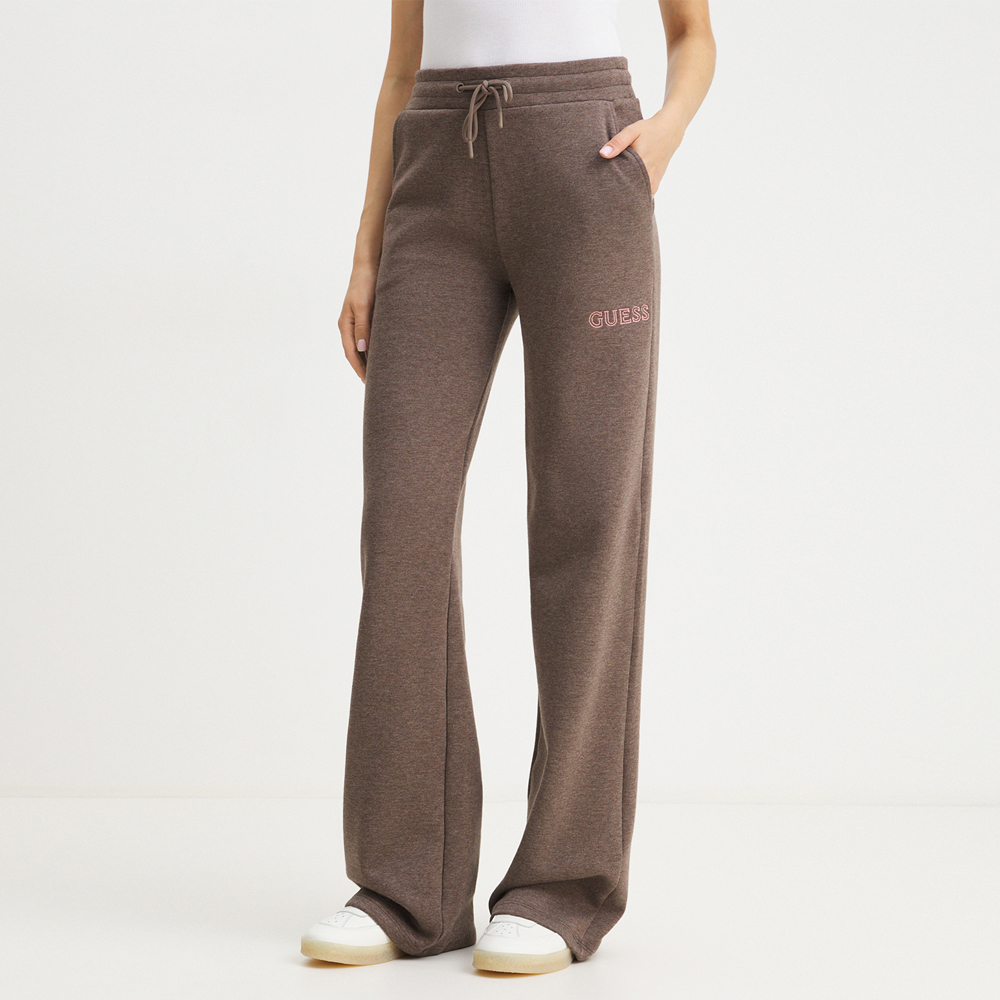 GUESS Noemie Straight Long Pants Γυναικείο Παντελόνι Φόρμας - Καφέ