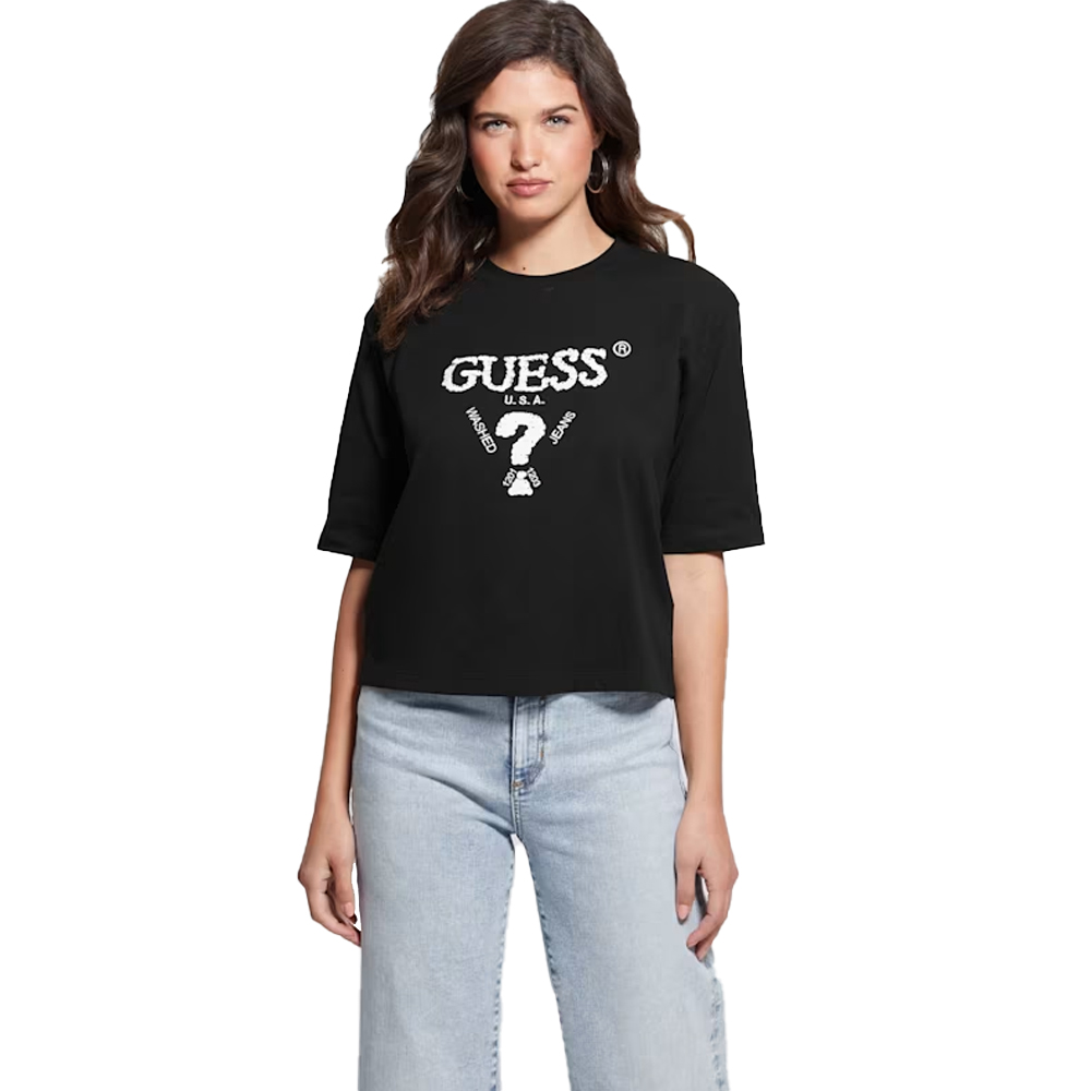 GUESS Aurlie Box Tee Γυναικείο T-Shirt - Μαύρο