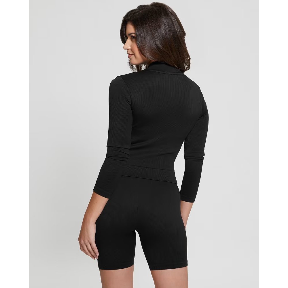 GUESS Sara Rib-Seamless Long Sleeve Zip Crop Γυναικεία Ζακέτα - 2