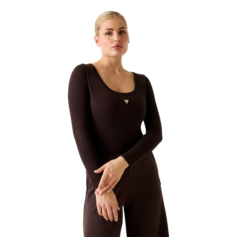 GUESS Colette Long Sleeve Bodysuit Γυναικείο Κορμάκι - Καφέ