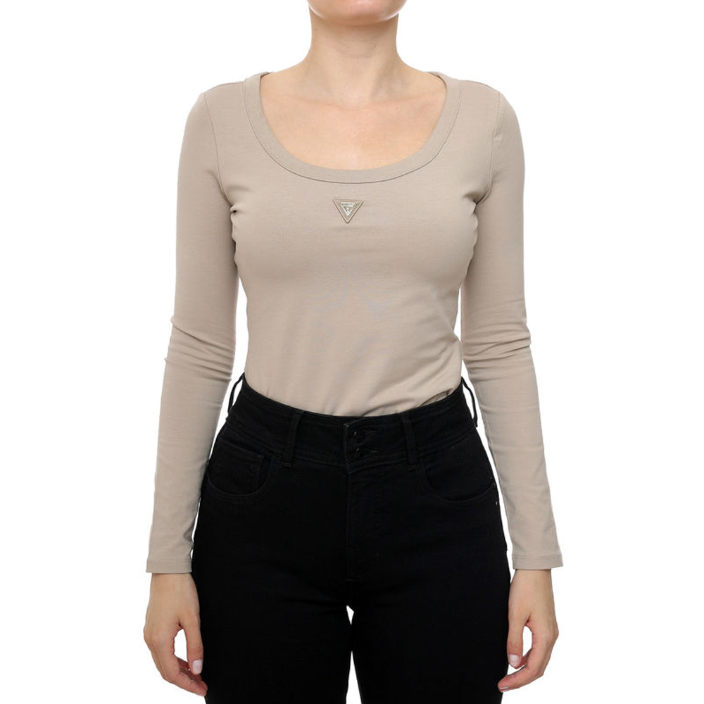 GUESS Colette Long Sleeve Bodysuit Γυναικείο Κορμάκι - Μπεζ