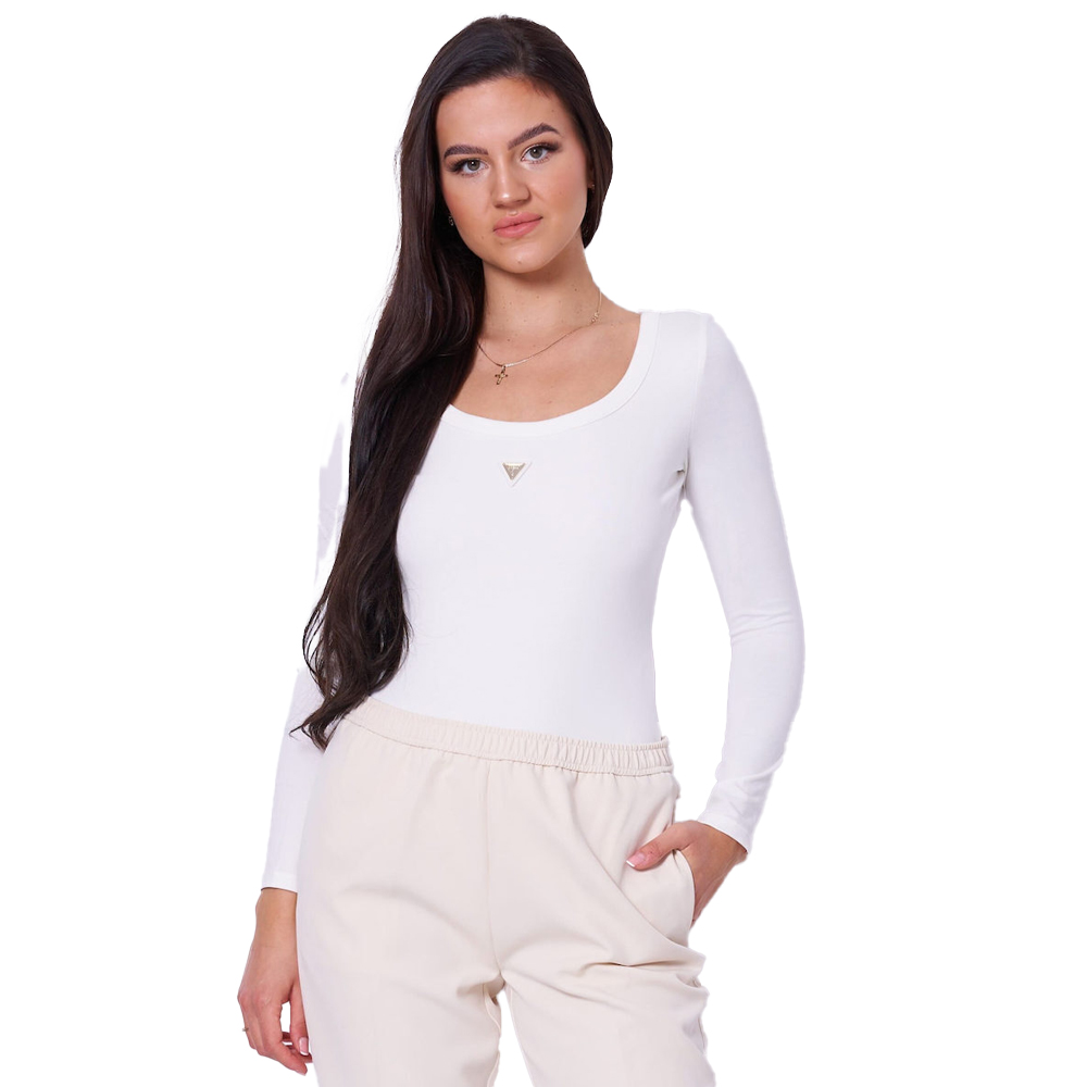GUESS Colette Long Sleeve Bodysuit Γυναικείο Κορμάκι - Κρεμ
