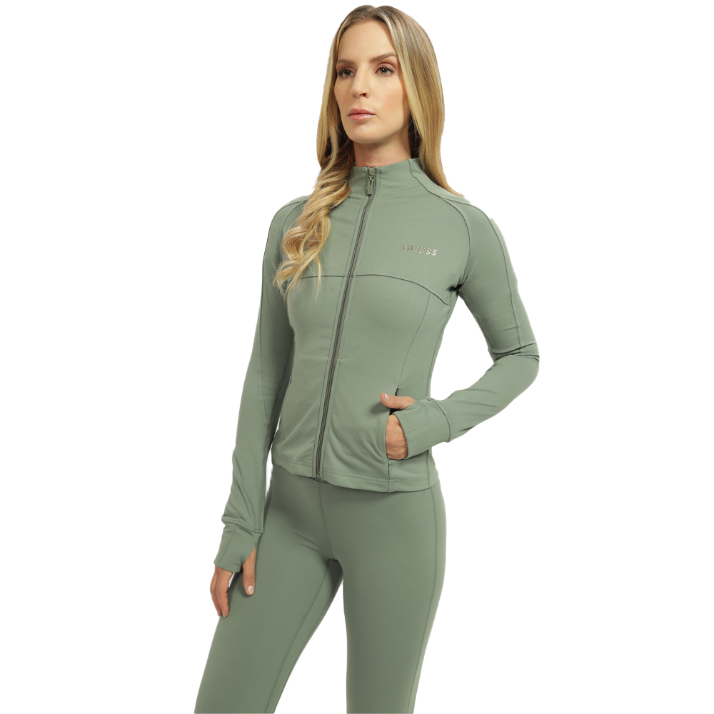 GUESS  Marika Long Sleeve Zip Active Γυναικεία Ζακέτα - Πράσινο