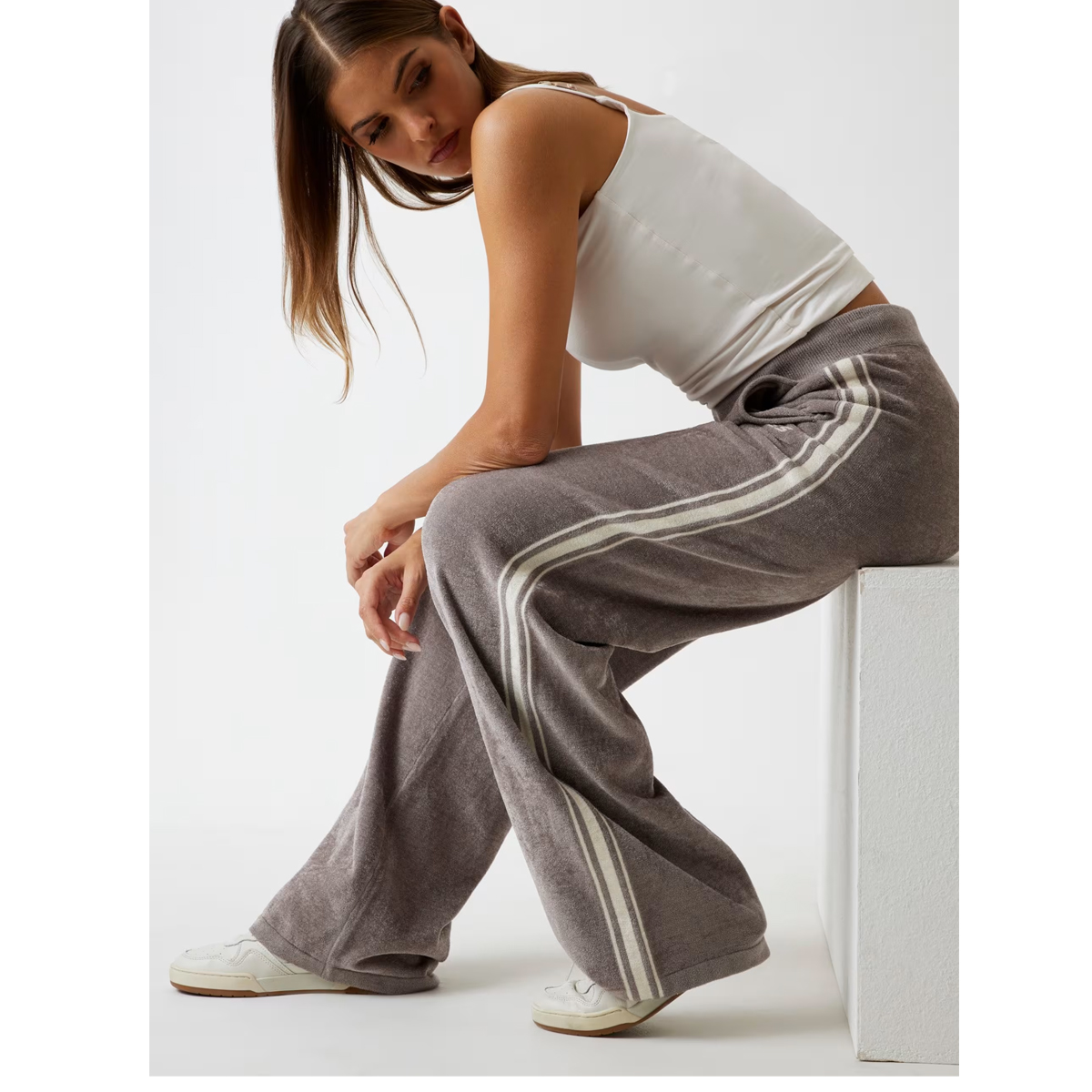 GUESS Emilia Chenille Wide Pants Γυναικείο Παντελόνι Φόρμας - 5