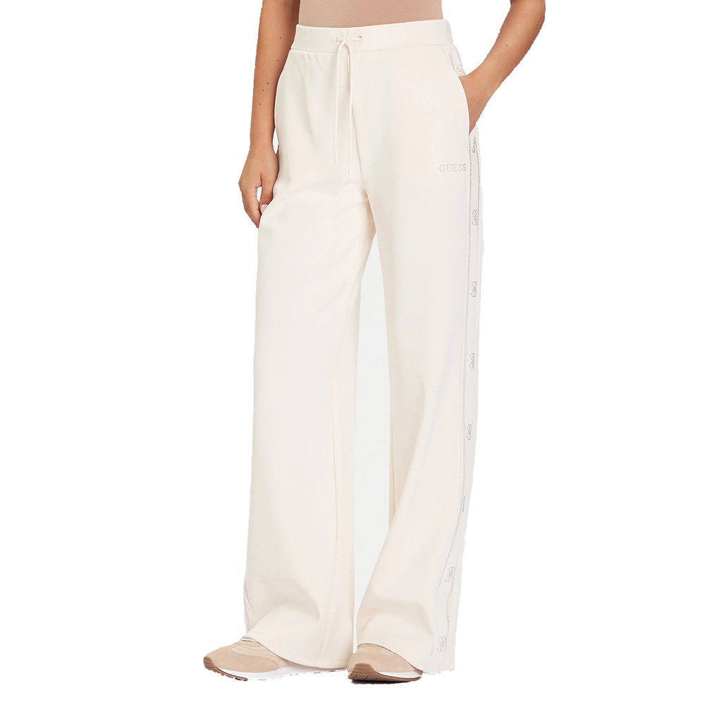 GUESS Octavia Wide Leg Pants Γυναικείο Παντελόνι Φόρμας - Μπεζ