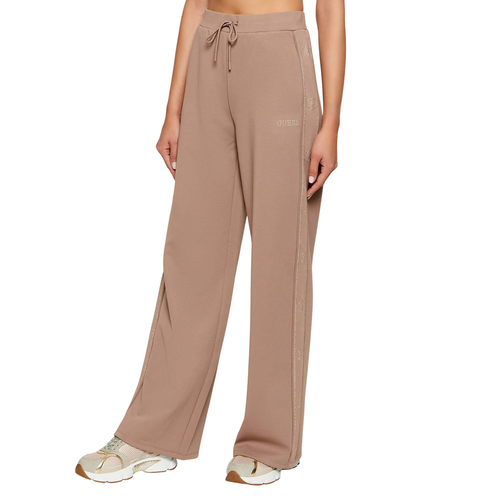 GUESS Octavia Wide Leg Pants Γυναικείο Παντελόνι Φόρμας - Καφέ