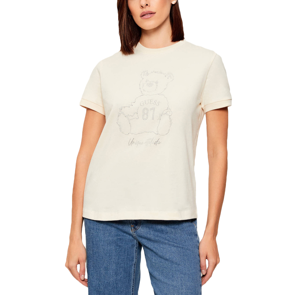 GUESS Unique Attitude ShortSleeve T-Shirt Γυναικείο T-Shirt - Μπεζ