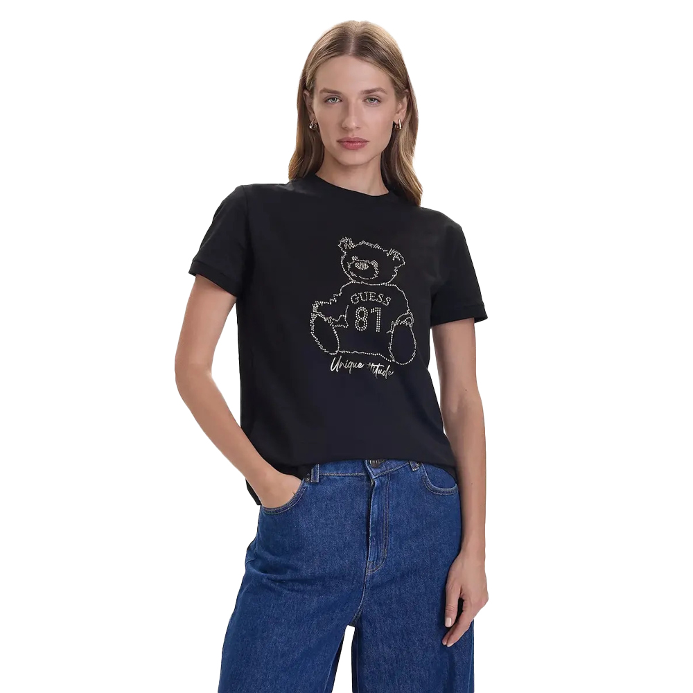 GUESS Unique Attitude ShortSleeve T-Shirt Γυναικείο T-Shirt - Μαύρο
