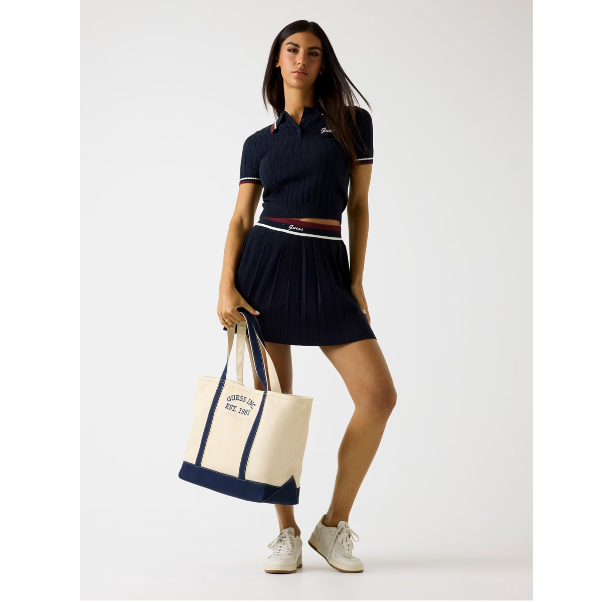 GUESS Sabina Ribbed Polo Sweatshirt Γυναικείο Κοντομάνικο Πουλόβερ Πόλο - 5