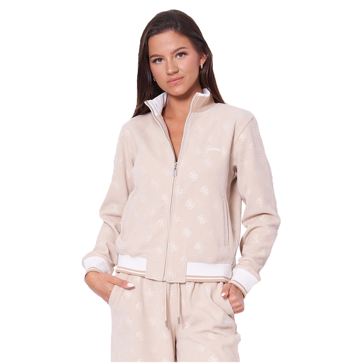 GUESS Paulina Full Zip Sweatshirt Γυναικεία Ζακέτα - Μπεζ