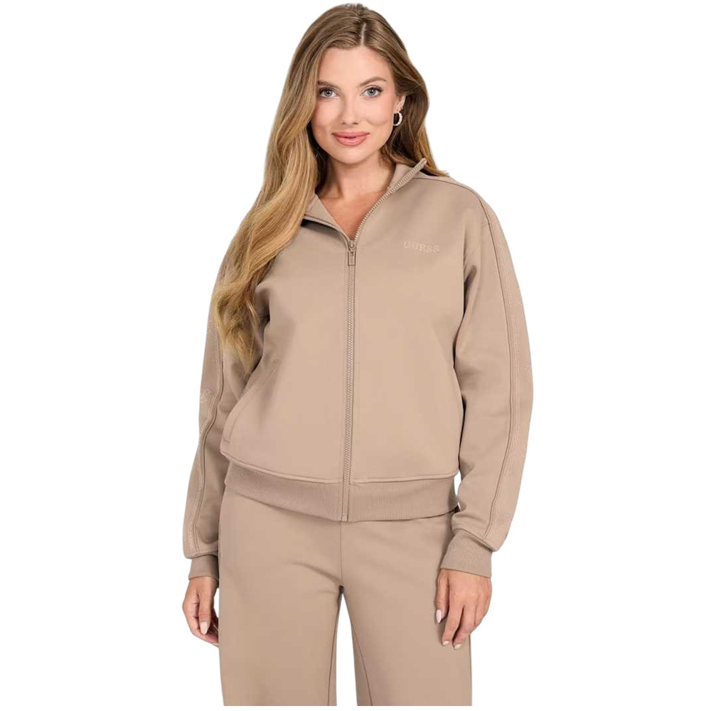 GUESS Octavia High Neck Ful - Zip Sweatshirt Γυναικεία Ζακέτα - Καφέ