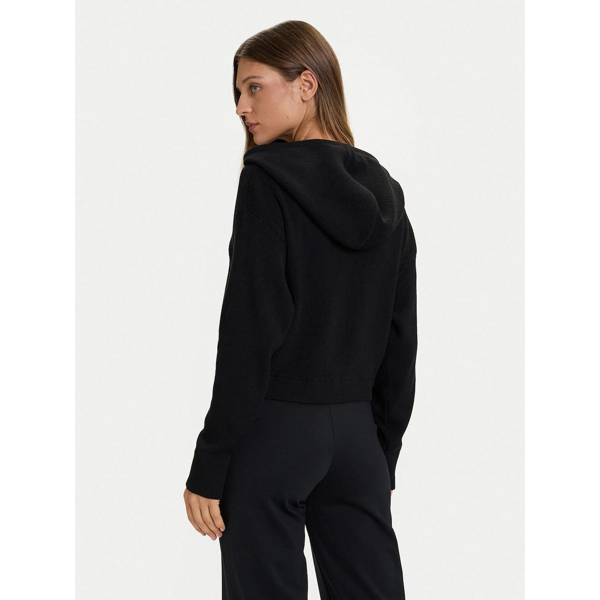 GUESS Flaminia Ribbed Hoodie Zipped Γυναικεία Πλεκτή Ζακέτα με κουκούλα - 2