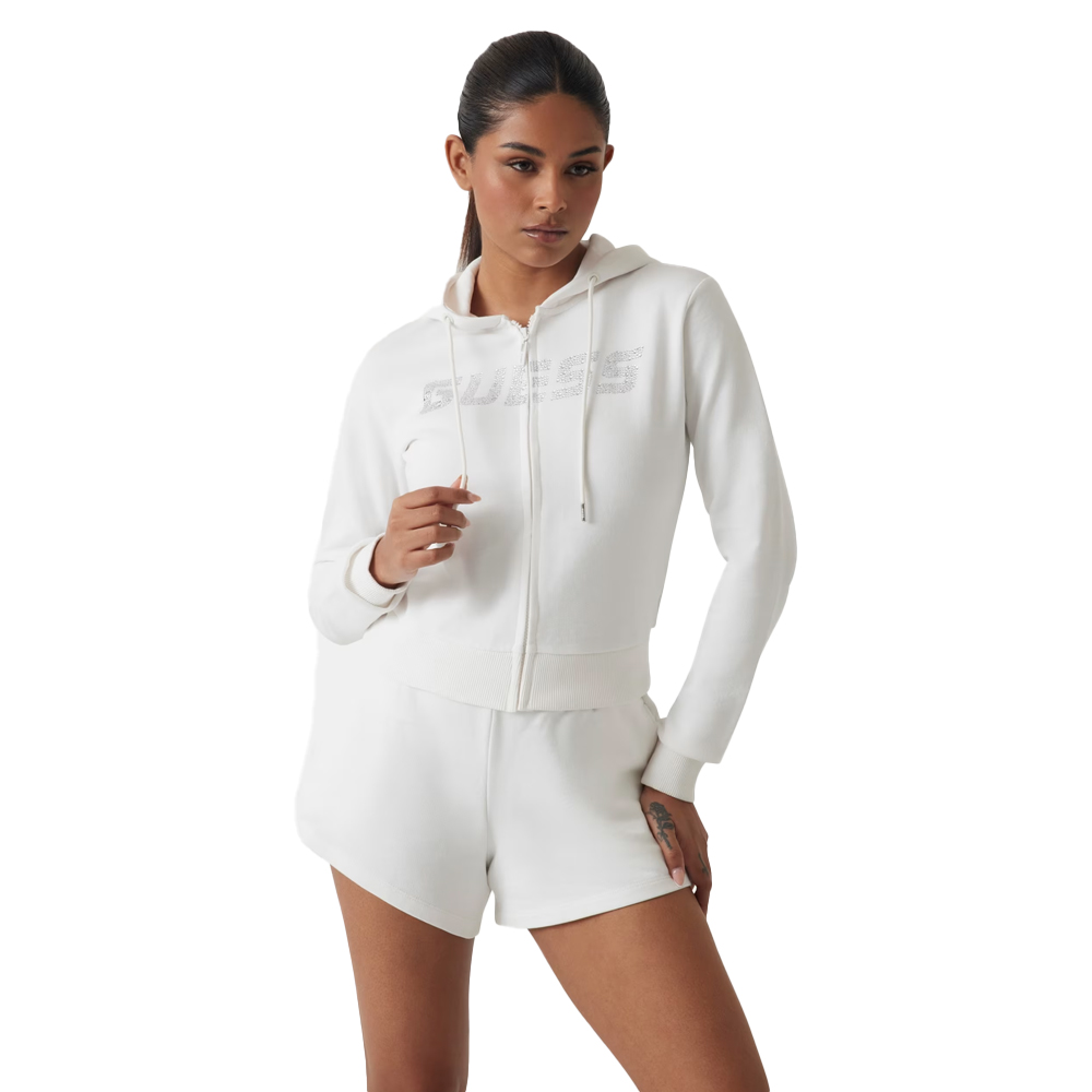 GUESS Primula Rhinestones Full Zip Sweatshirt Γυναικεία Ζακέτα Με Κουκούλα - 2