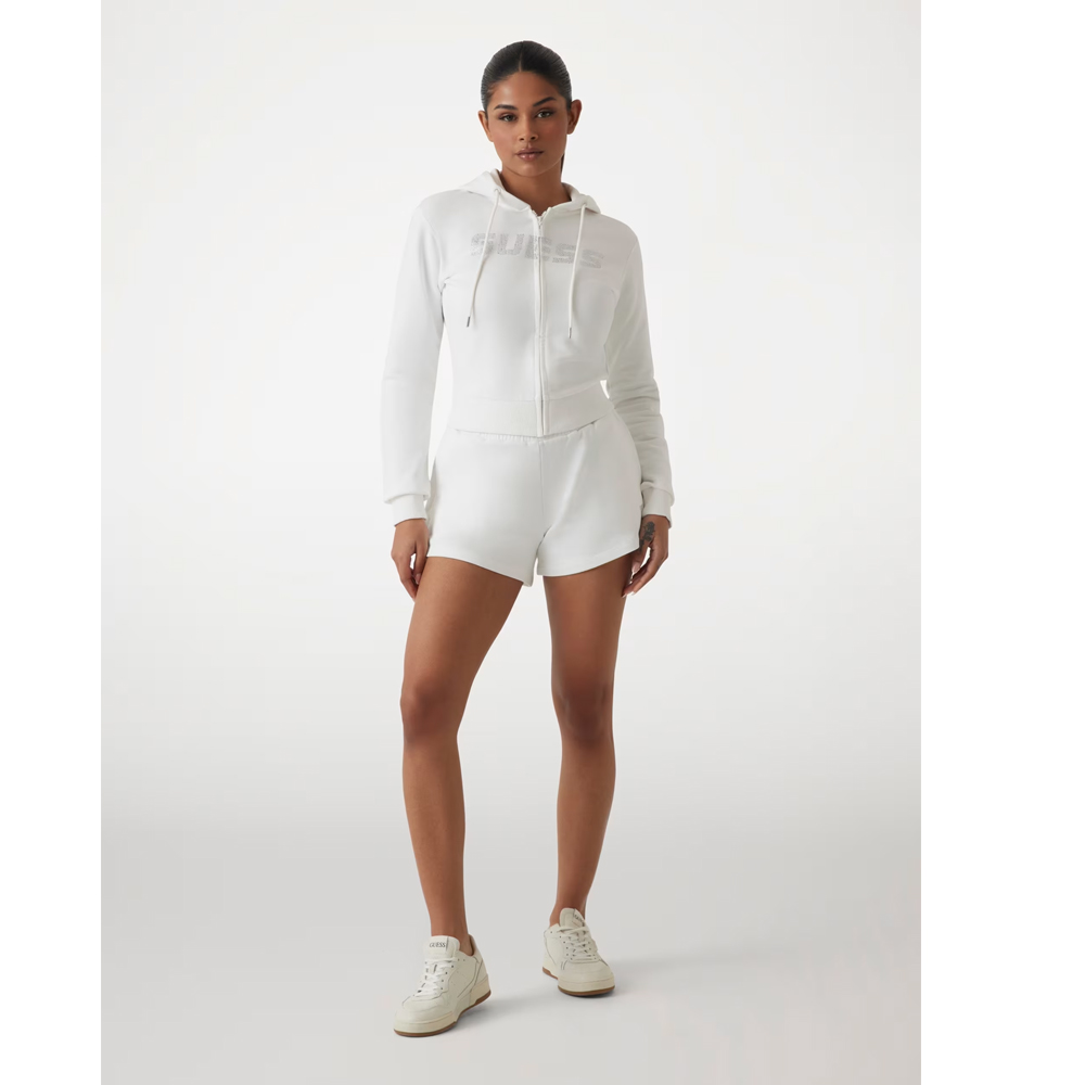 GUESS Primula Rhinestones Full Zip Sweatshirt Γυναικεία Ζακέτα Με Κουκούλα - 5