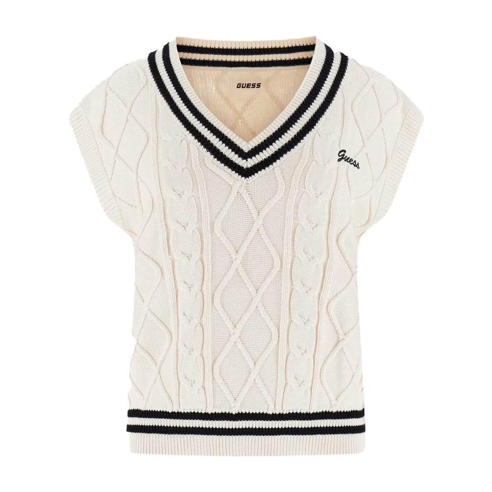GUESS Sweater Vest Γυναικείο Πουλόβερ  - Κρεμ