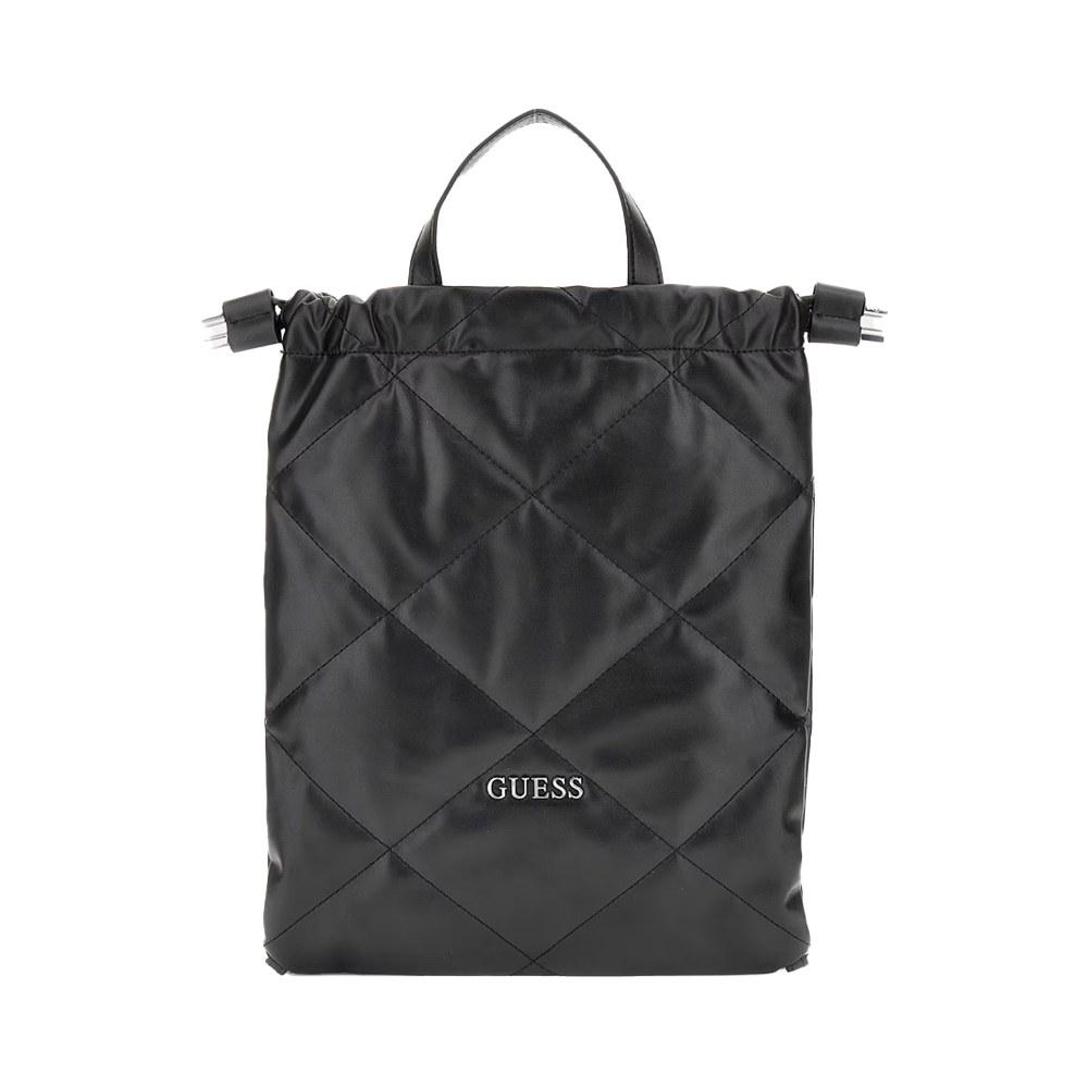 GUESS Chain Backpack Γυναικείο Καπιτονέ Σακίδιο Πλάτης  - Μαύρο