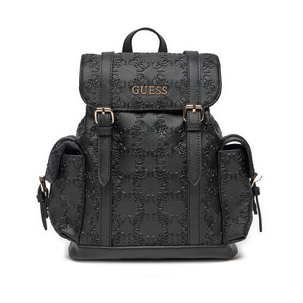 GUESS 4G Embossed Back Pack Γυναικεία Τσάντα Πλάτης - Μαύρο