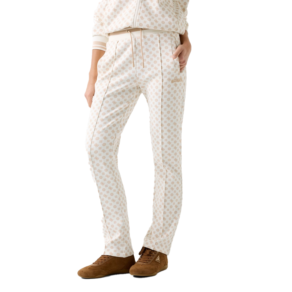 GUESS New Aggie Long Pant Γυναικείο Παντελόνι Φόρμας - Κρεμ