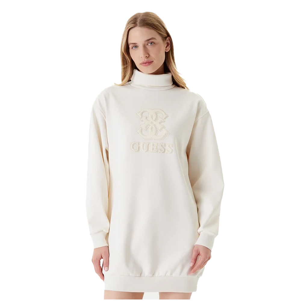 GUESS Carmen Sweatshirt Dress Γυναικείο Φόρεμα Μίνι - Κρεμ