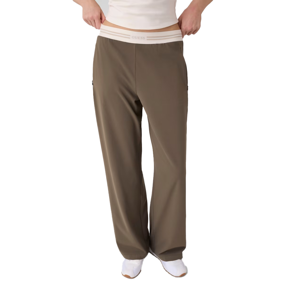GUESS Brunella Wide Leg Pants Γυναικείο Παντελόνι Φόρμας - Χακί