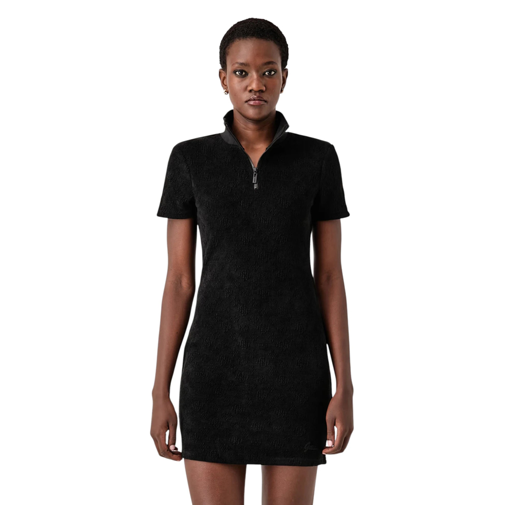 GUESS Laudomia Half - Zip Short Dress Γυναικείο Φόρεμα Μίνι - Μαύρο