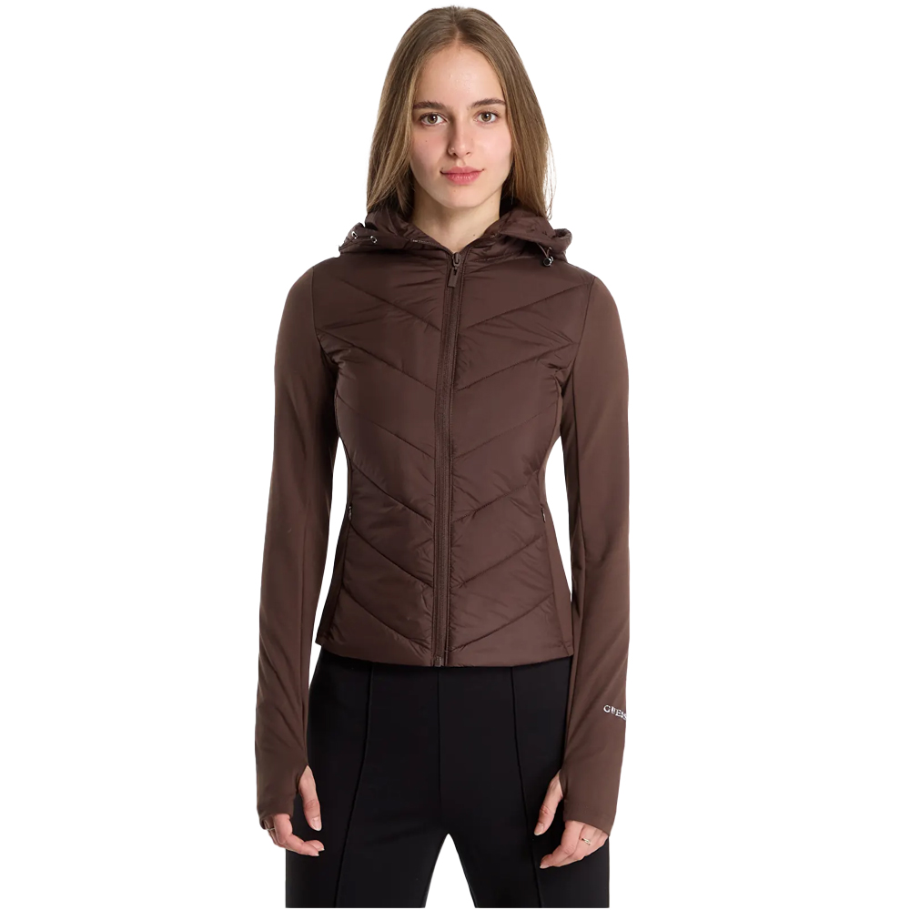 GUESS Grazia Mix Fabric Padded Jacket  Γυναικείο  Μπουφάν - Καφέ