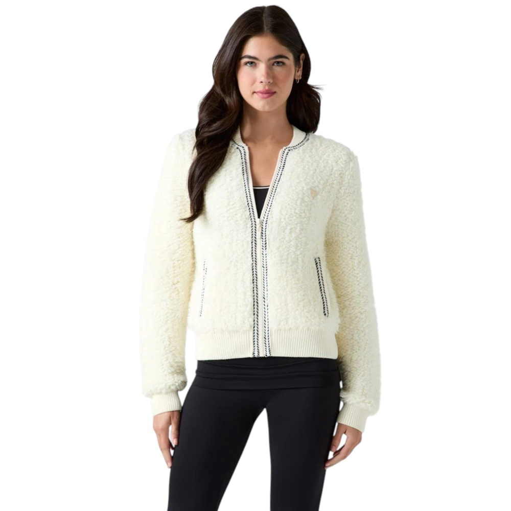GUESS Emma Bomber Sweatshirt Γυναικεία Ζακέτα - Κρεμ