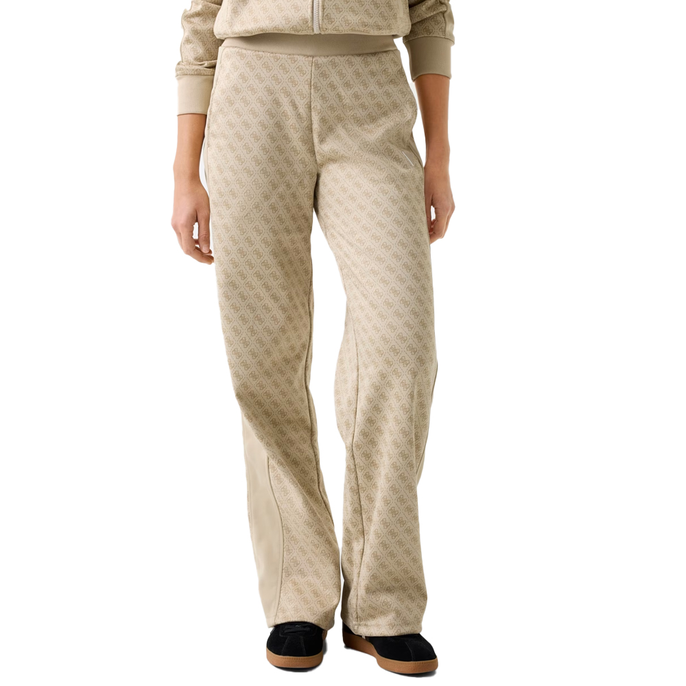 GUESS Maya 4G Wide Leg Pants Γυναικείο Παντελόνι Φόρμας  - Μπεζ