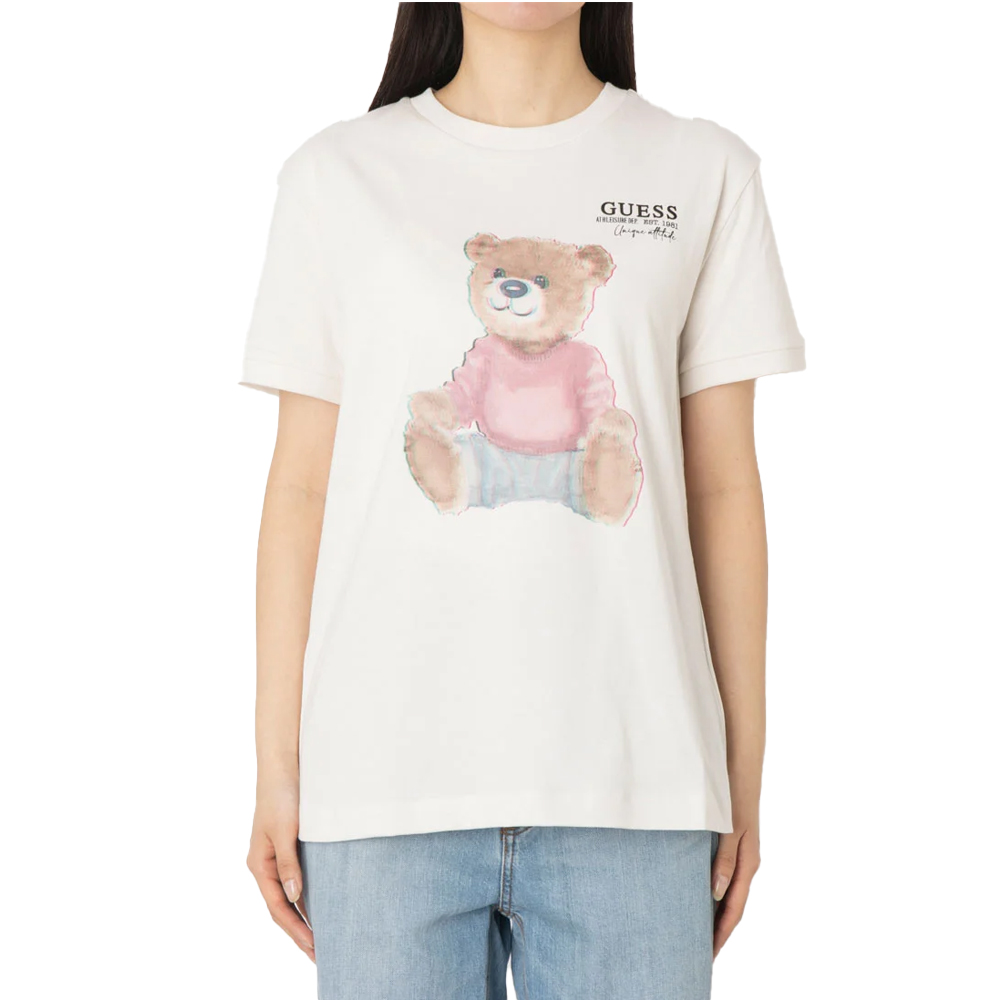 GUESS Carla ShortSleeve T-Shirt Γυναικείο T-Shirt - Κρεμ