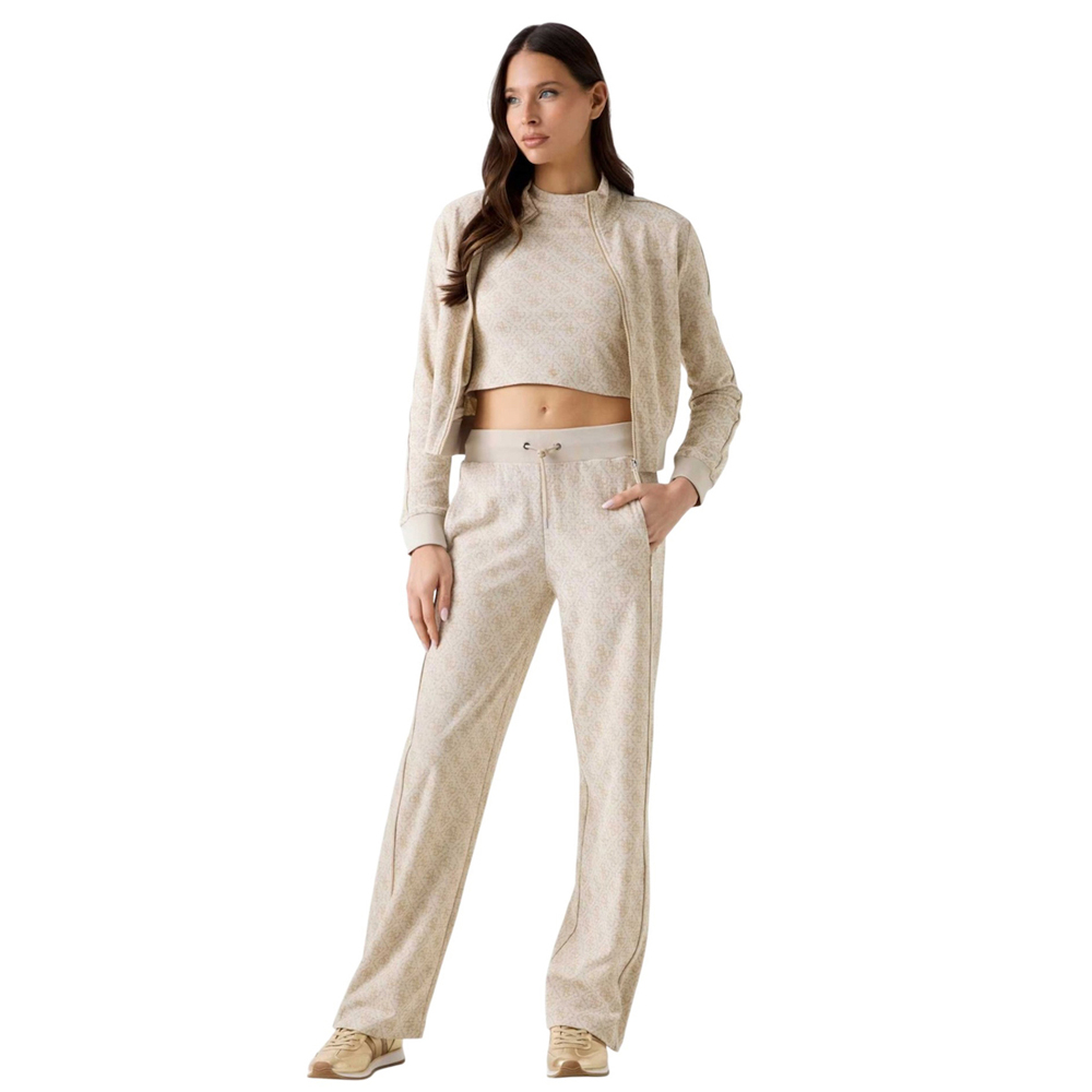 GUESS 4G Allover Jacquard Wide Leg Pants Γυναικείο Παντελόνι Φόρμας - 4