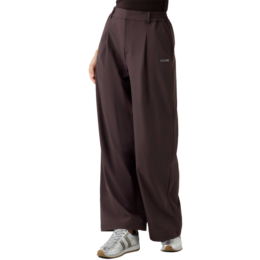GUESS Rhea Wide Leg Pant Γυναικείο Παντελόνι Φόρμας - Καφέ
