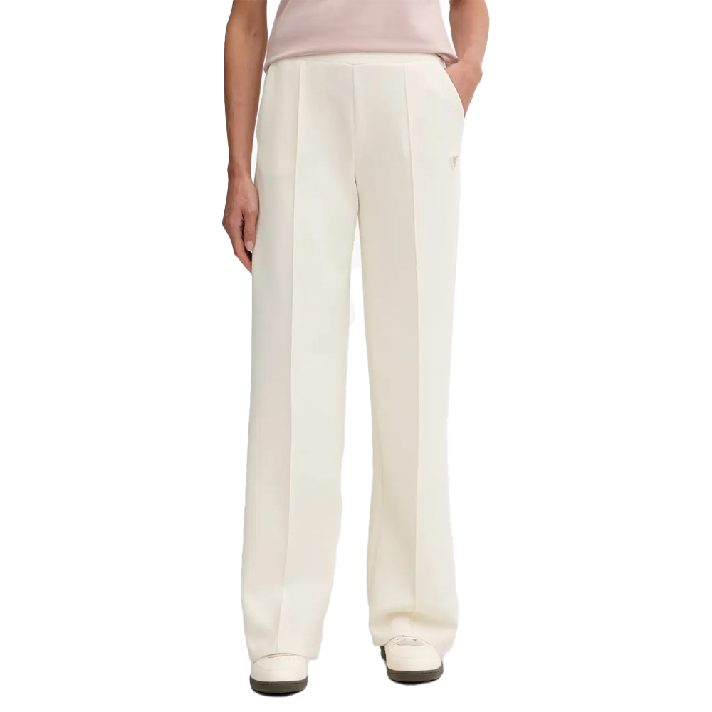 GUESS Olympe Straight Pants Γυναικείο Παντελόνι Φόρμας - Κρεμ