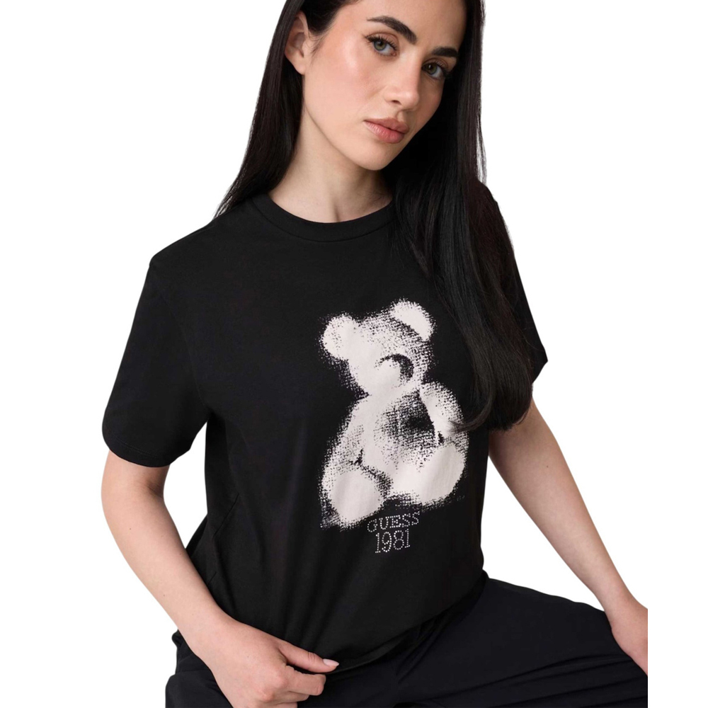 GUESS Bear ShortSleeve T-Shirt Γυναικείο T-Shirt - Μαύρο