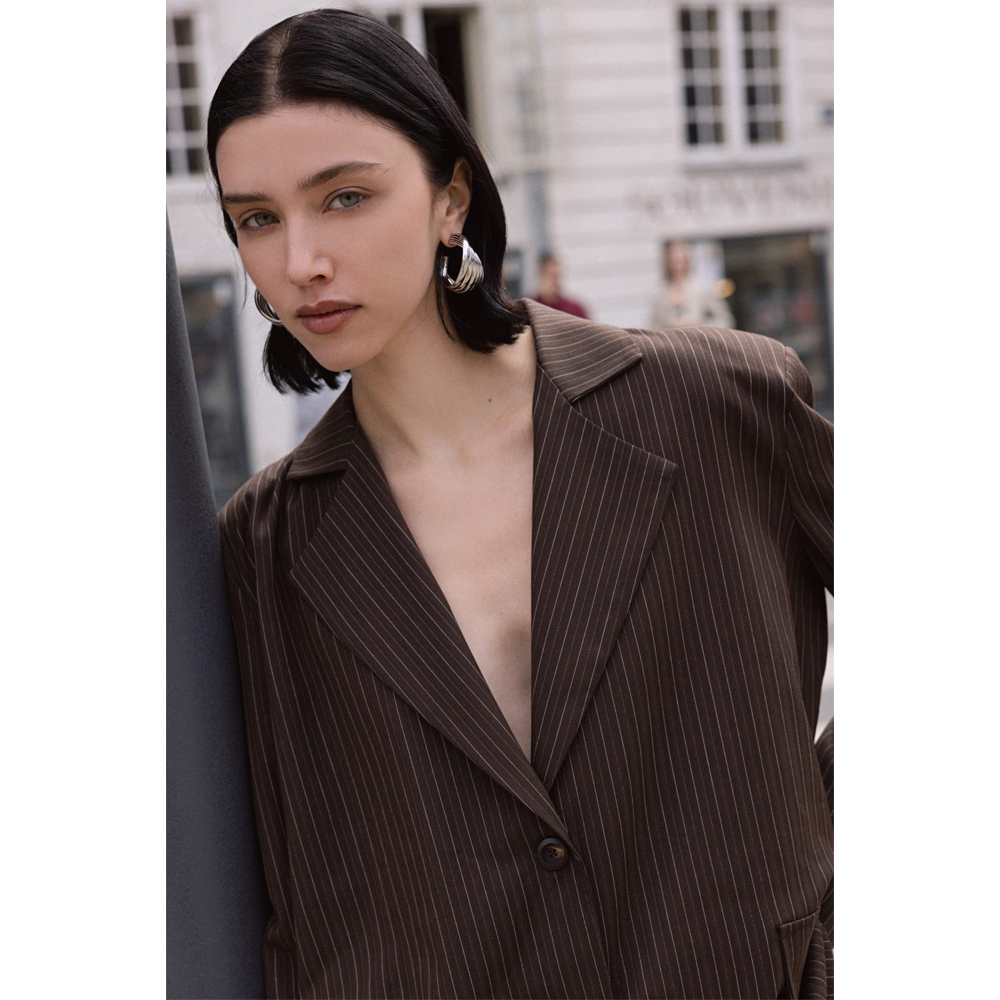 COMBOS KNITWEAR Blazer Striped Γυναικείο Σακάκι Ριγέ - 4