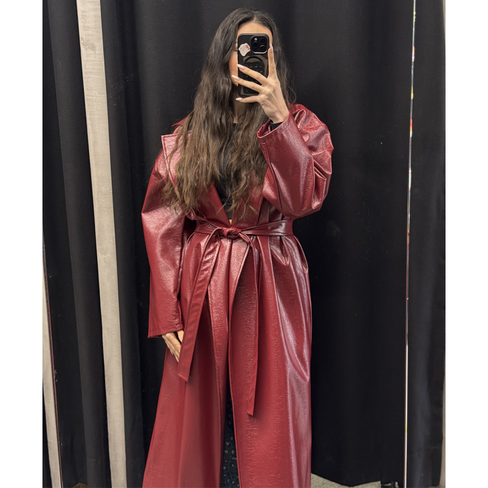 COMBOS KNITWEAR Trench Coat Vinyl Γυναικεία Καμπαρντίνα - 4